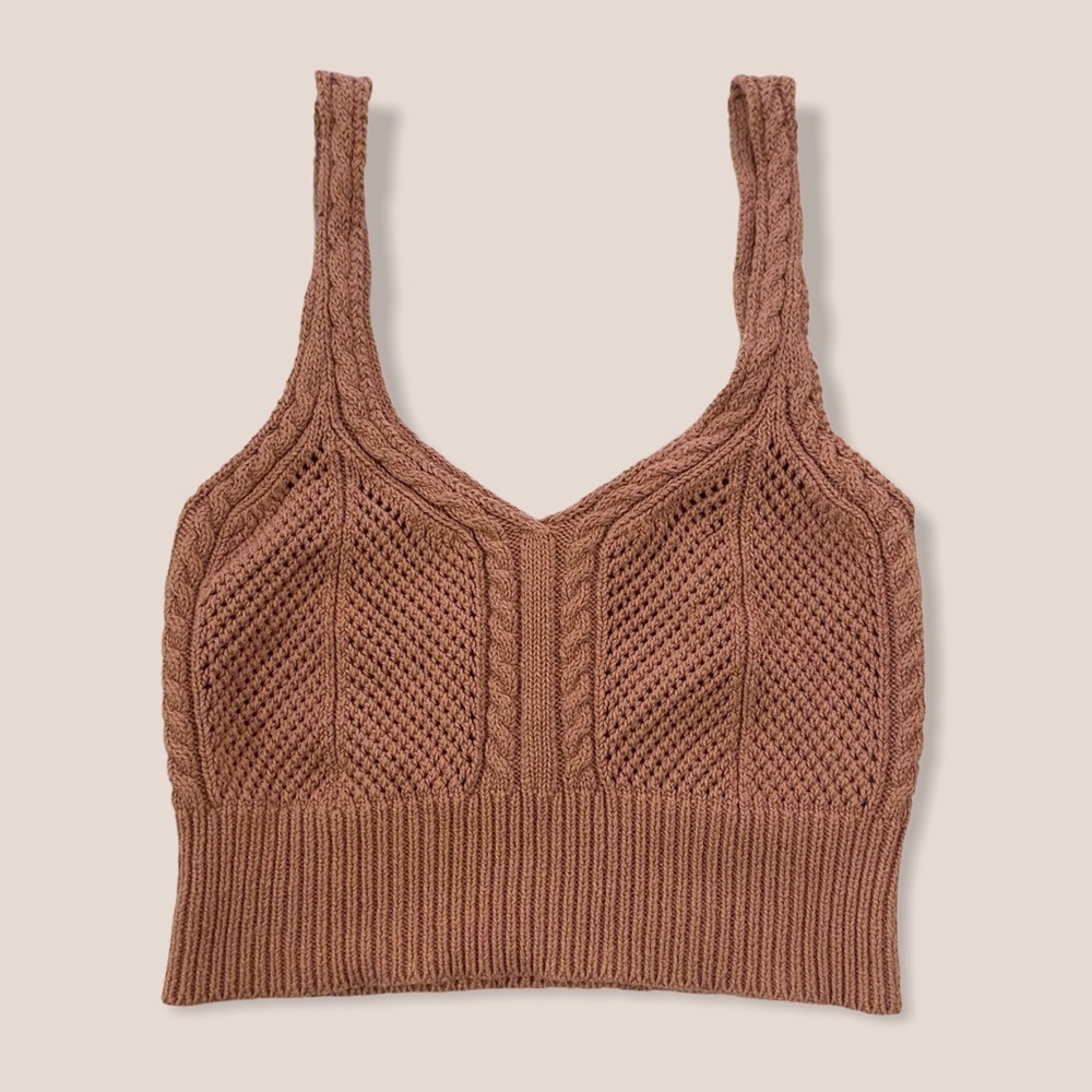 Pacsun me to we brown crochet crop tank top